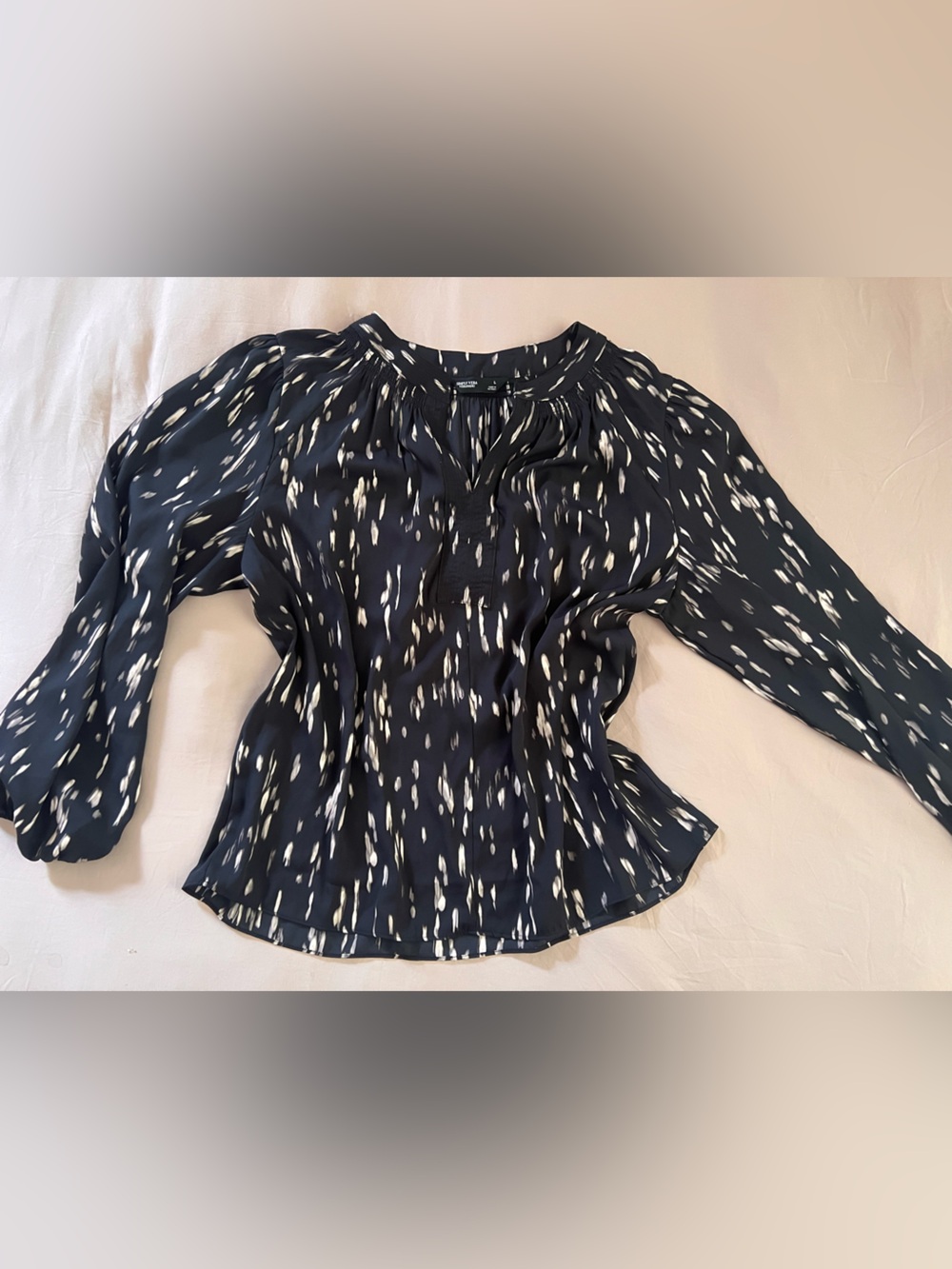 Simply Vera Vera Wang Black Abstract Print Peasant Blouse Size L